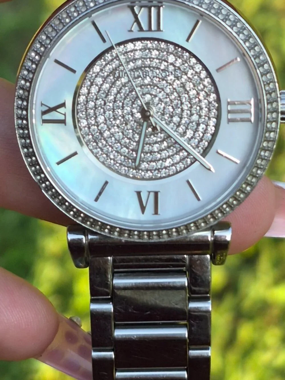 Michael kors mother of pearl and crystal watch
